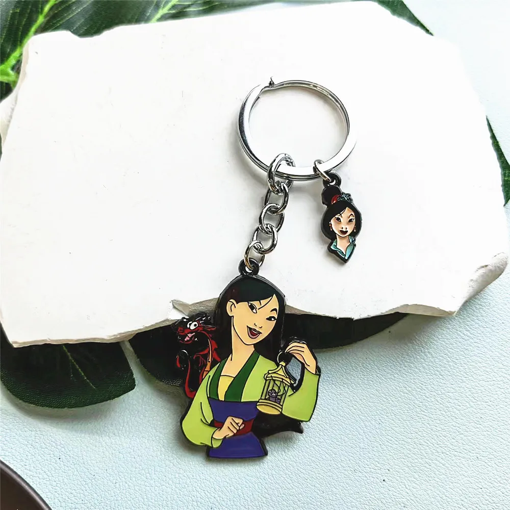 Disney Mulan Princess Anime Cartoon Metal Keychain Gifts for woman girl