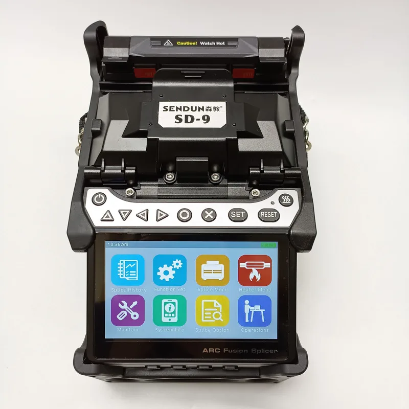 2024 New SD-9 Fiber Optic Fusion Splicer Touch Screen 6 Motor ARC Splicing Hine With VFL Power Meter Function FTTH