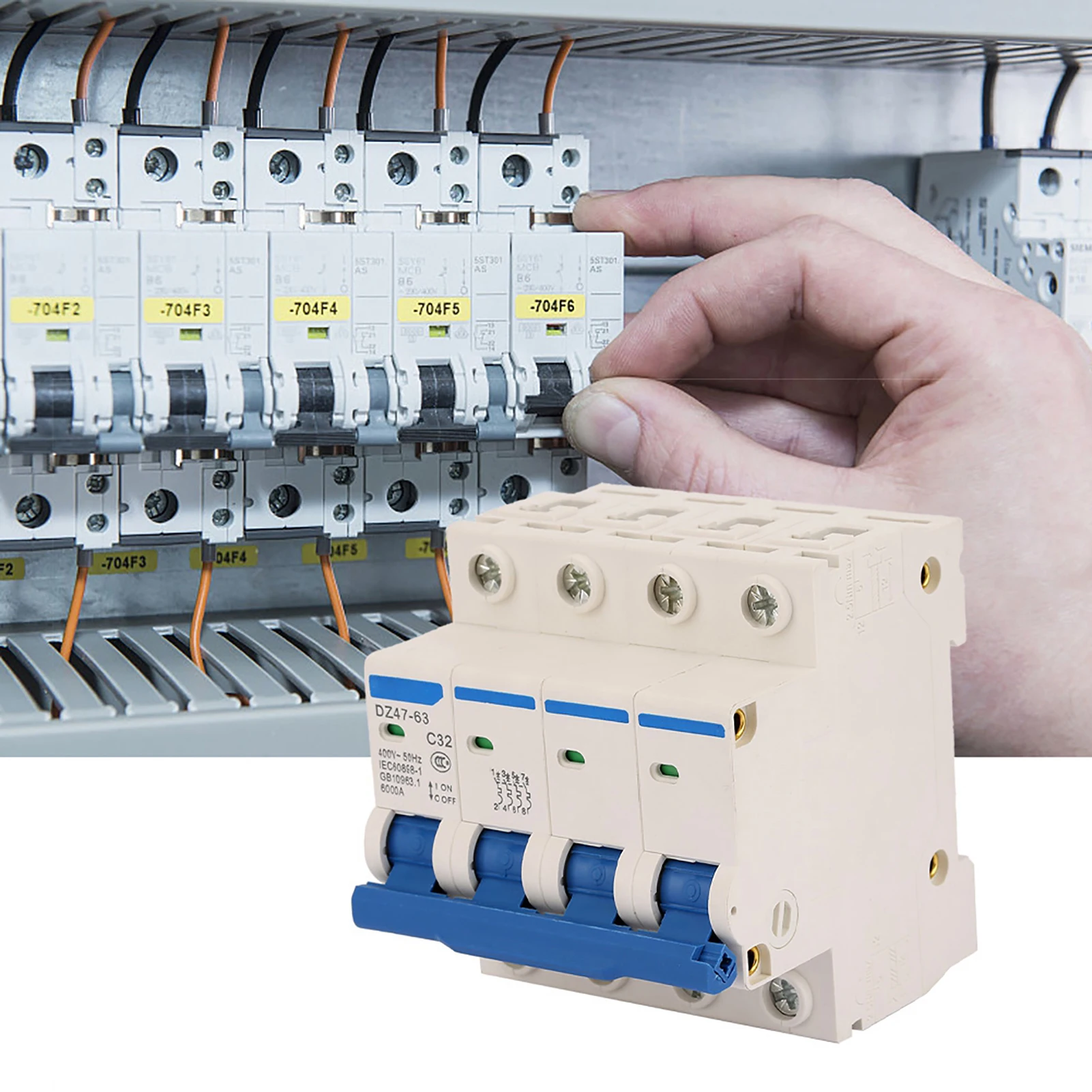 Residual Current Circuit Breaker Miniature Circuit Breaker DZ47‑63 4P 32A 400V Miniature RCCB Residual Current Circuit Breaker