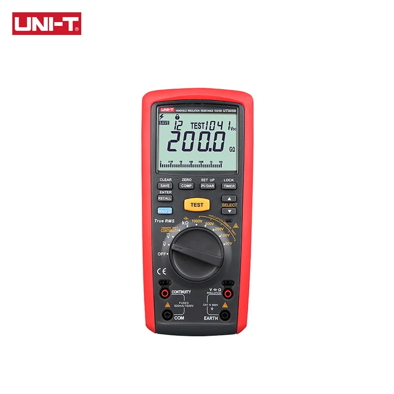 UNI-T UT505B Tester di resistenza di isolamento portatile misuratore di resistenza digitale 1000V 200G multimetro True RMS OHM