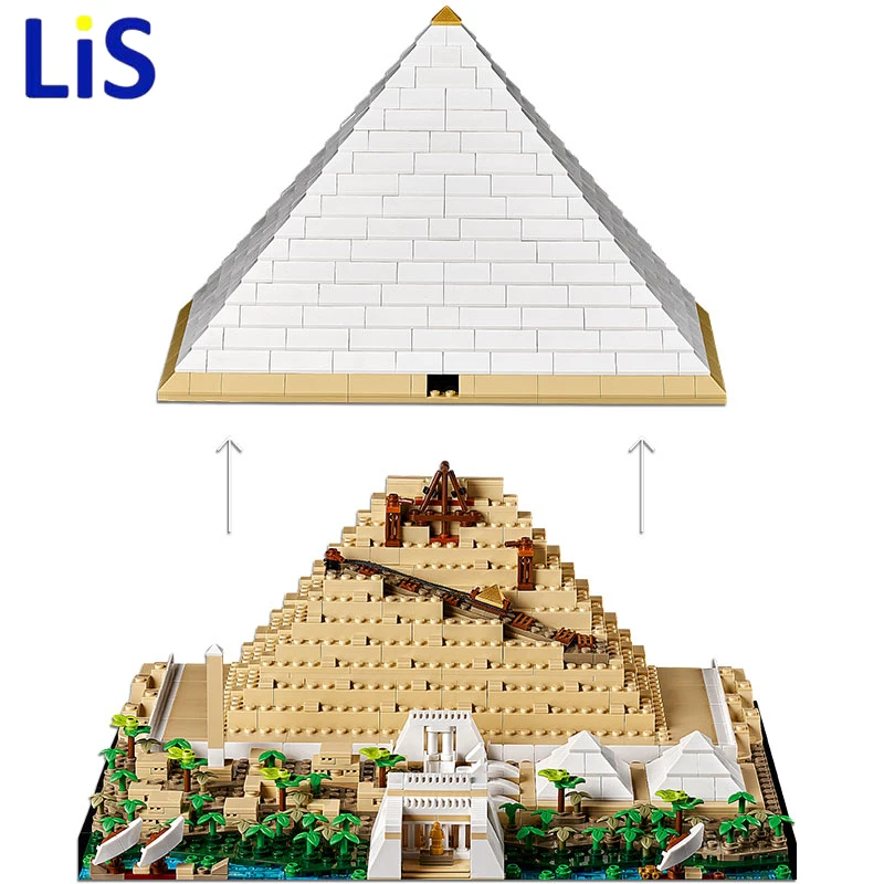 The Great Pyramid of Giza Model City Architecture Street View Building Blocks Set Moc Building Blocks 21058  DIY Assembled Toys