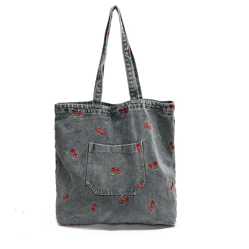 Sacs fourre-tout en denim de grande capacité pour dames, pas de fermeture éclair, mode initiée, haute qualité, sacs anti-irritation, en vente, 2025