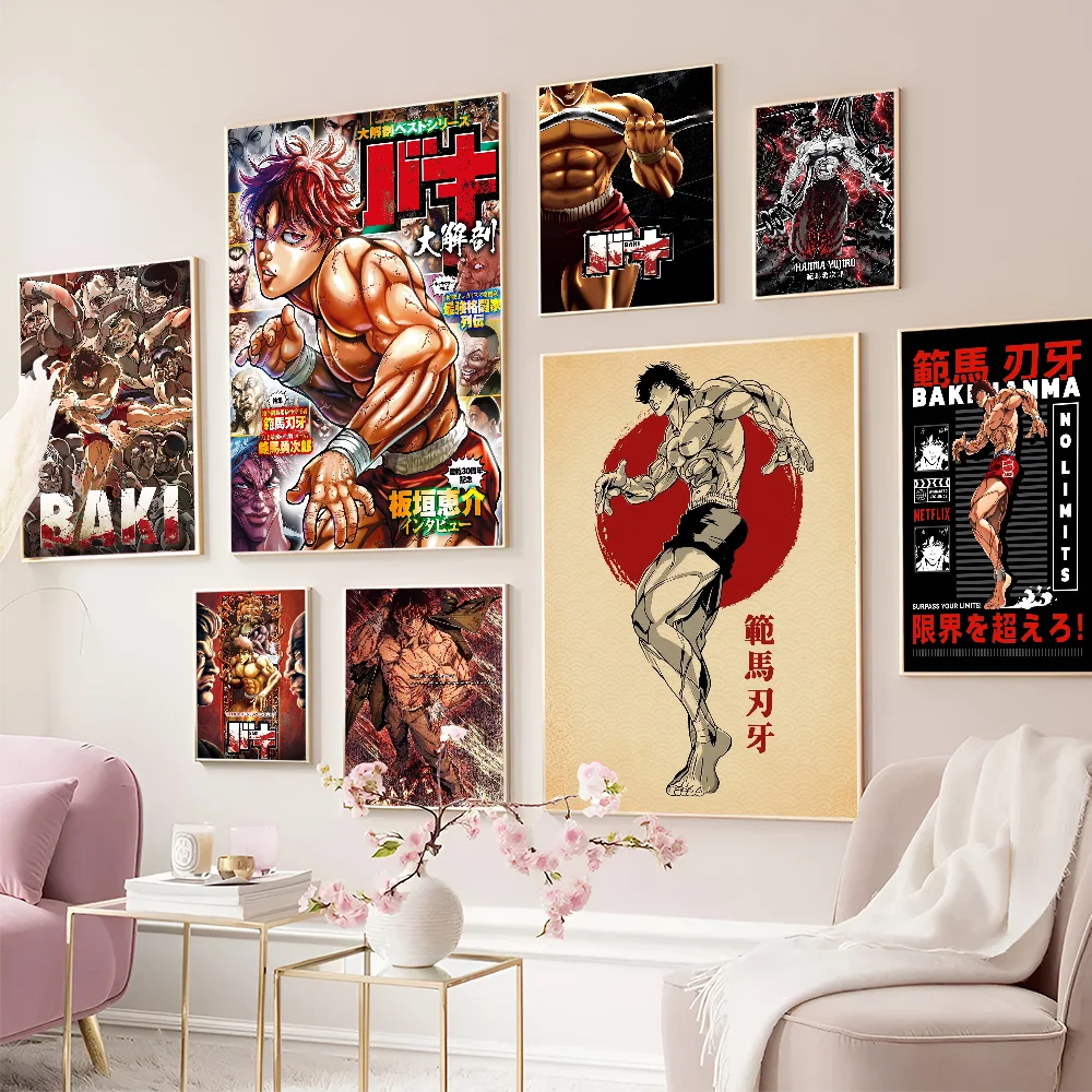 Japanese Anime Baki Self-adhesive Art Poster Waterproof Paper Sticker Coffee House Bar Posters Wall Stickers