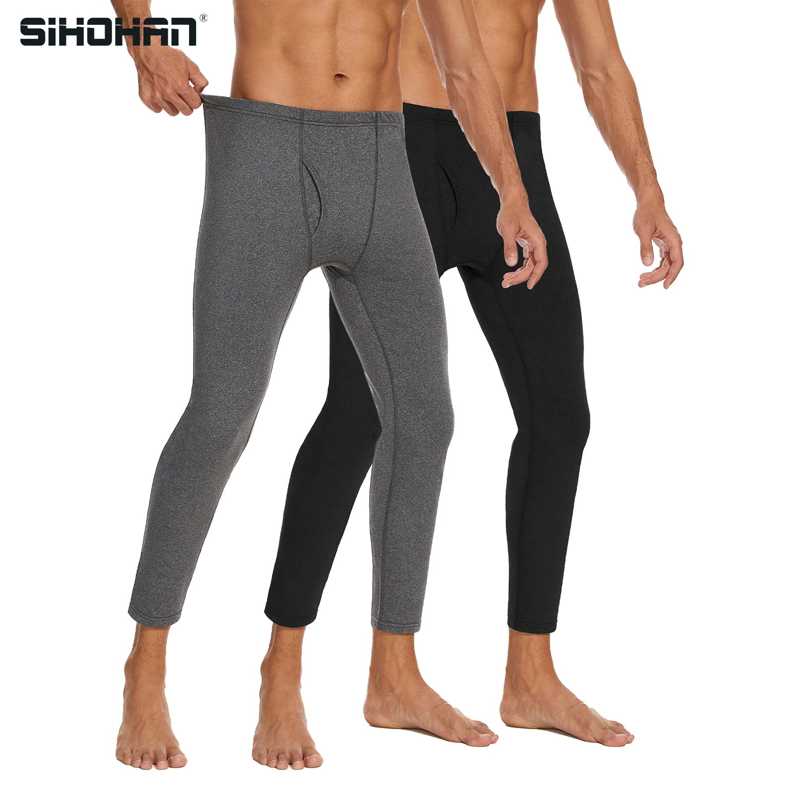 

Thermal Leggings for Men Fleece Lined Base Layer Pant Winter Warm Trousers Soft Long Johns Thermal Underwear for Cold Weather