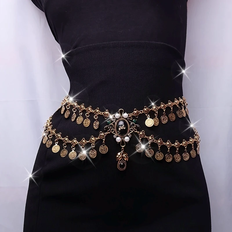 Elegant Bohemian Tassel Belt Suitable Women Imitation Pearls Button Decorations Ideal Choice Outings Dates Parties and Festivals