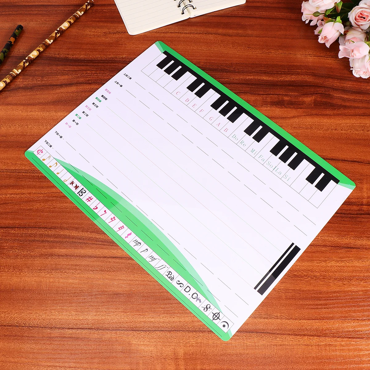 

2Pcs Magnetic Five-Line Staff Whiteboard Lightweight Home School Music Teaching Dry Erase Board Double-Sided