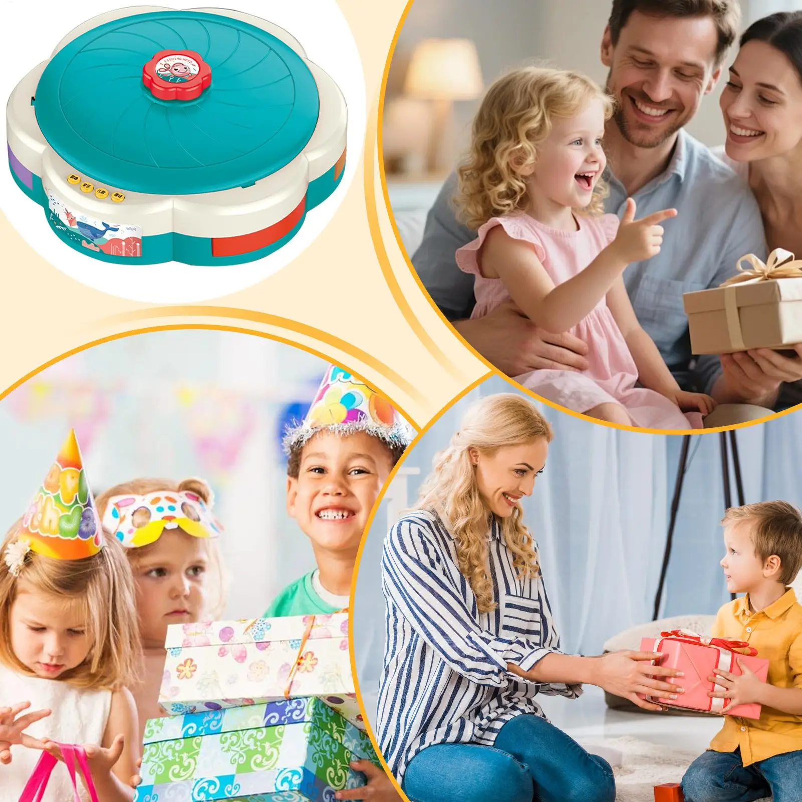 Magnet Fishing Game For Kids Rotating Fish Board With Music Parent-Child Bonding Learning Activity For 4-6 Years Old Children