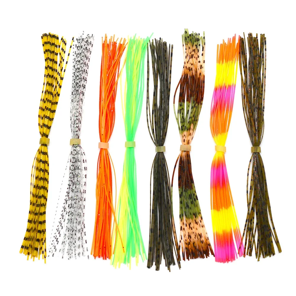 8 paquets de jupes en Silicone de 5.11 pouces pour la pêche, bricolage, Spinner, fabrication d'appâts, leurres en caoutchouc, matériel d'attache, accessoire