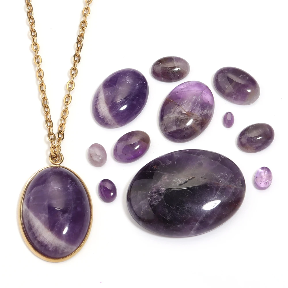 2-10 Stück Naturstein Cabochon Oval Tigerauge Achate Jade Amethyst Stein Cabochons Perlen Cameo Einstellungen für DIY Schmuckherstellung – Detail 5