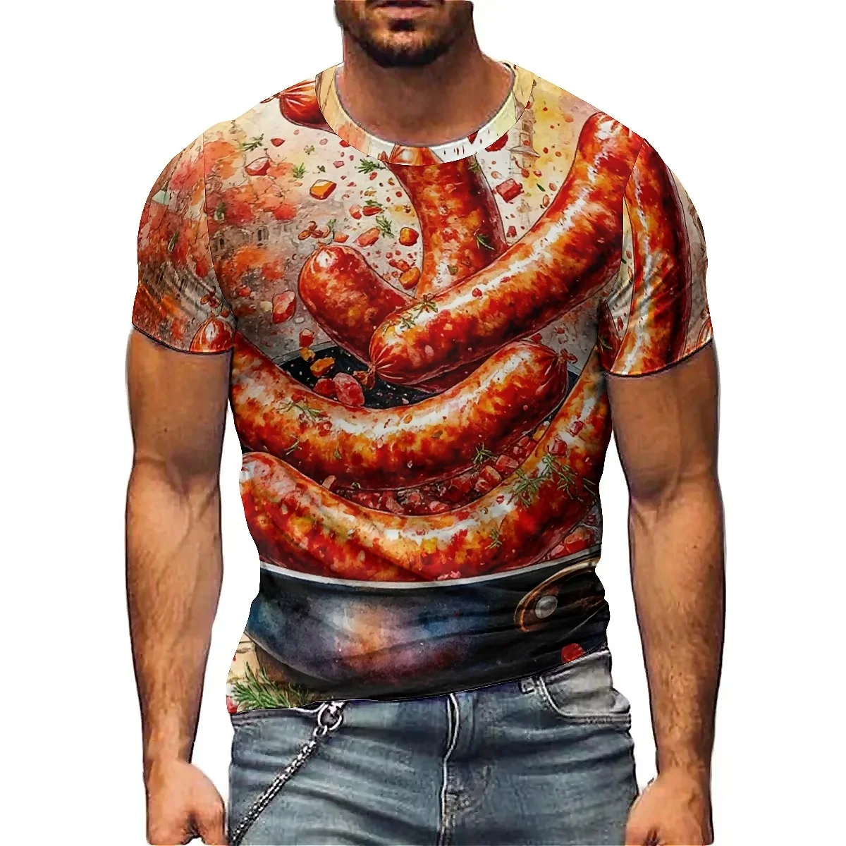 

Hawaiian Style Outdoor Adventure Men's 3D Printed Short-Sleeve T-Shirt - Party Top, Smooth Fabric