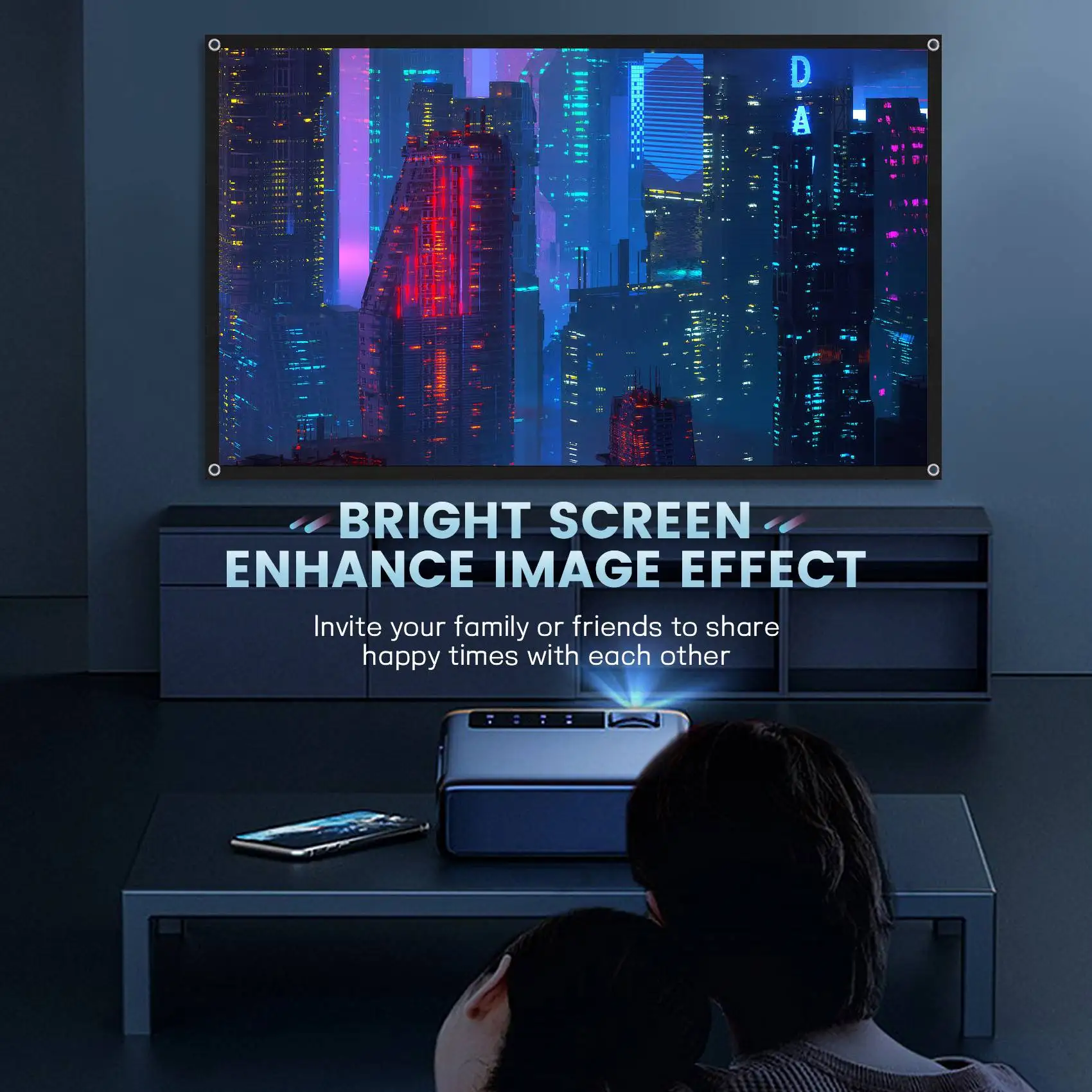 Портативный экран проектора RISEN для домашнего кинотеатра на открытом воздухе HD, белый, складной, против сминания (60 дюймов)