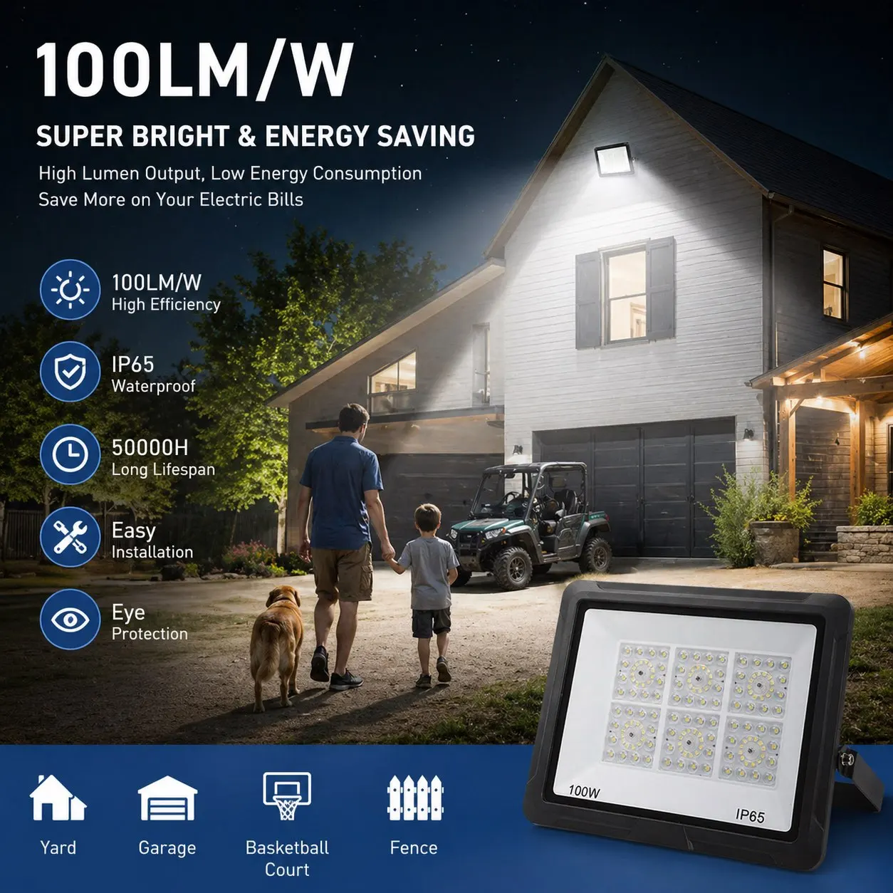 

AC85-265V LED Flood Lights IP65 Waterproof 50W 100W 200W Spotlight Garden Street Gate Wall Outdoor Floodlights Aluminum Material