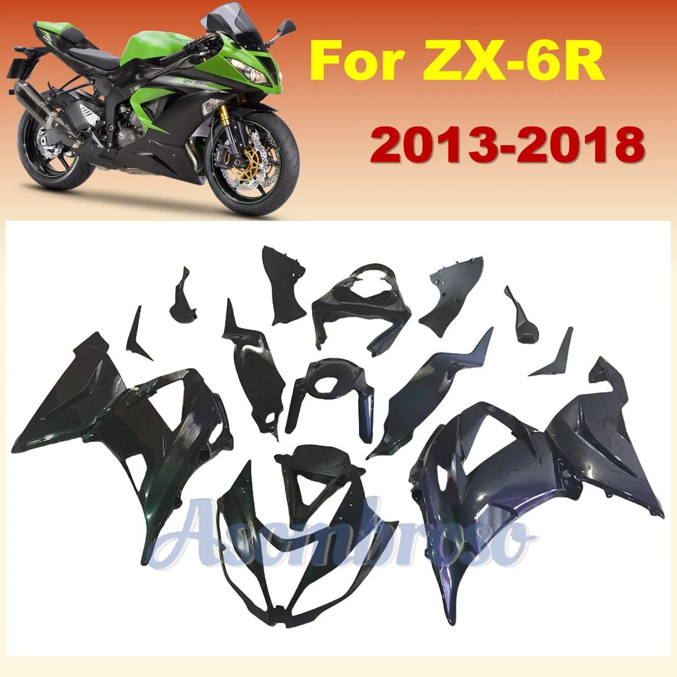 

Free Custom Injection Fairing Kit for Ninja 636 ZX6R 2013 2014 2015 2016 2017 2018 ZX-6R ZX 6R Full Black Bodywork Cover set