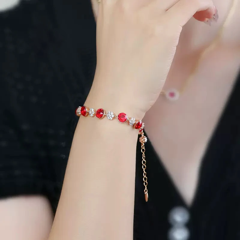 Luxury Bracelet for Women made with Austrian Crystal Round Design Girls Bracelets Bangle Hand Accessories Birthday Bijoux Gift image 6