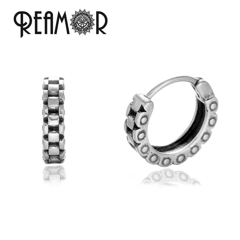 REAMOR необычные серьги-кольца из нержавеющей стали 316L, дизайнерская цепочка для часов, круглые серьги для женщин и мужчин, ювелирные изделия, 1 пара