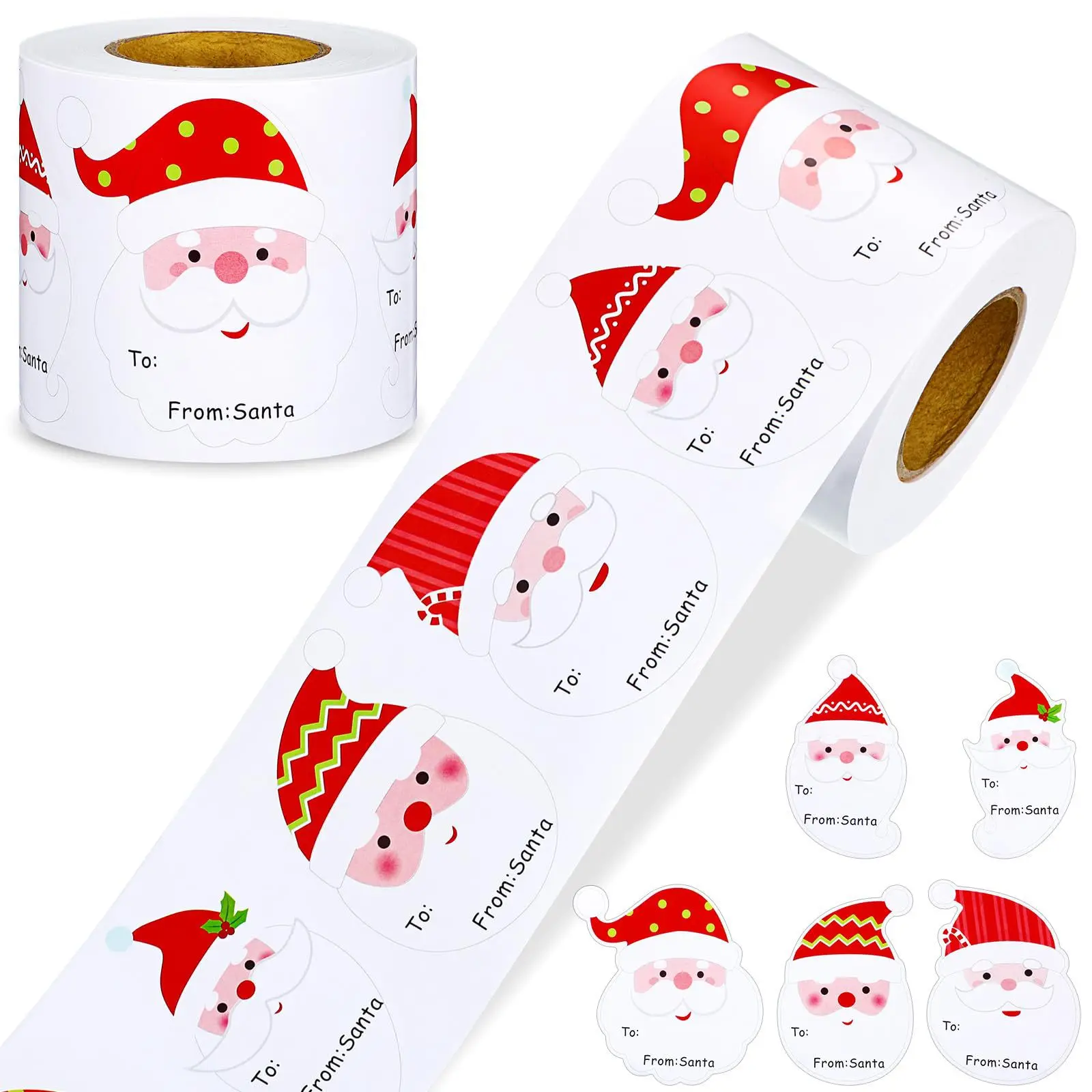 

300Pcs 2.8in Santa Claus Stickers Self-Adhesive Christmas Label Stickers Writable Name Tags Holiday Label Stickers Christmas Gift Stickers