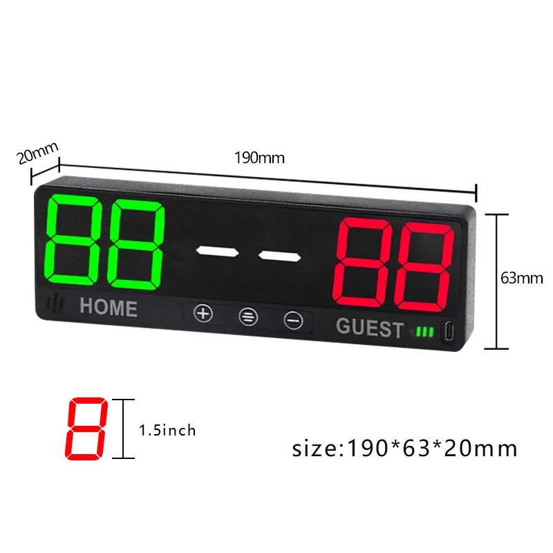 Multifunctional Portable Mini 4-Digit 1.5-Inch Rechargeable ABS Green Red Scoreboard Custom Logo Model Pickleball