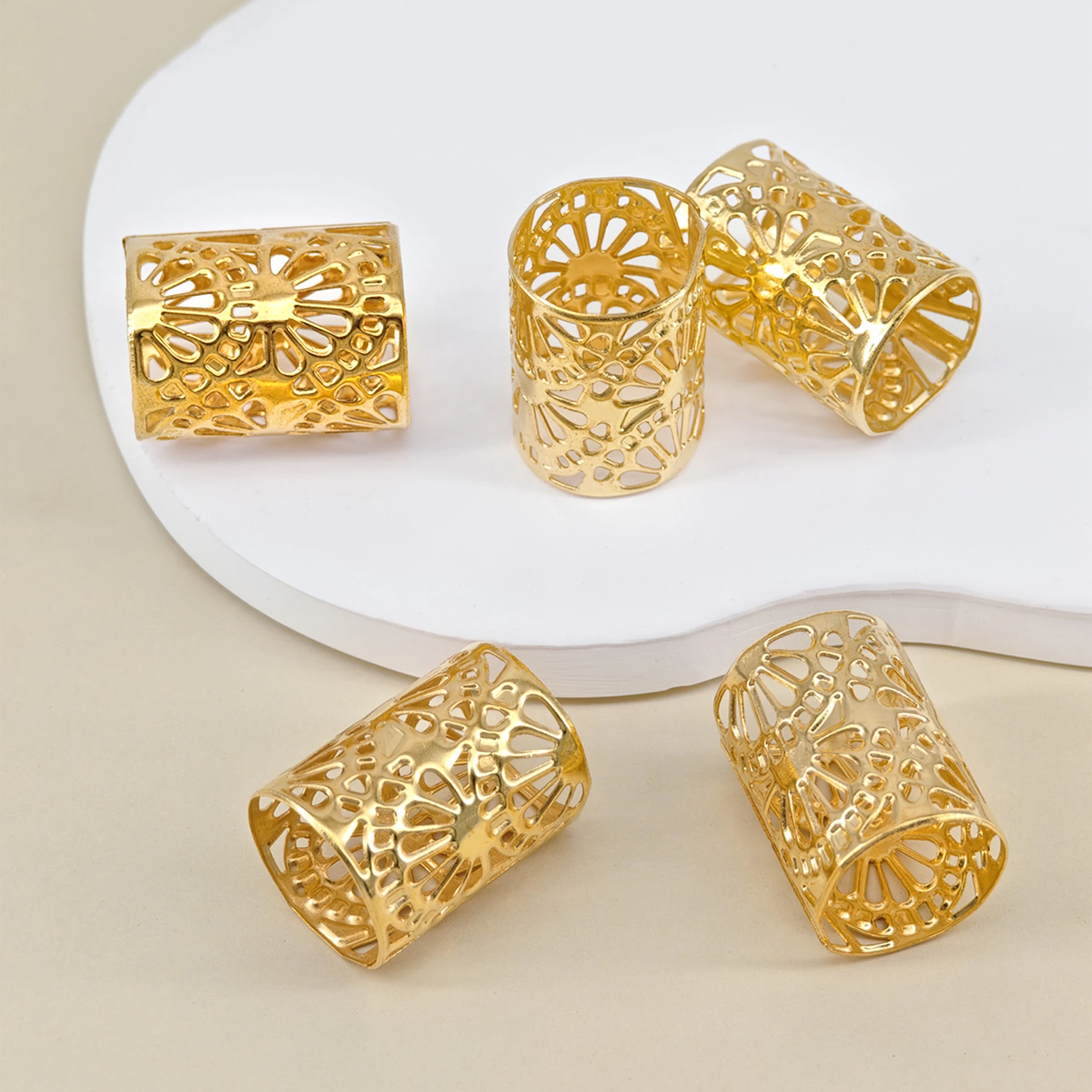 5pcs Alloy Hollow Fan flower pattern Hair Rings For Dreadlock Hairpins For Girls Hair Accessories Loc Hair Jewelry for Braids
