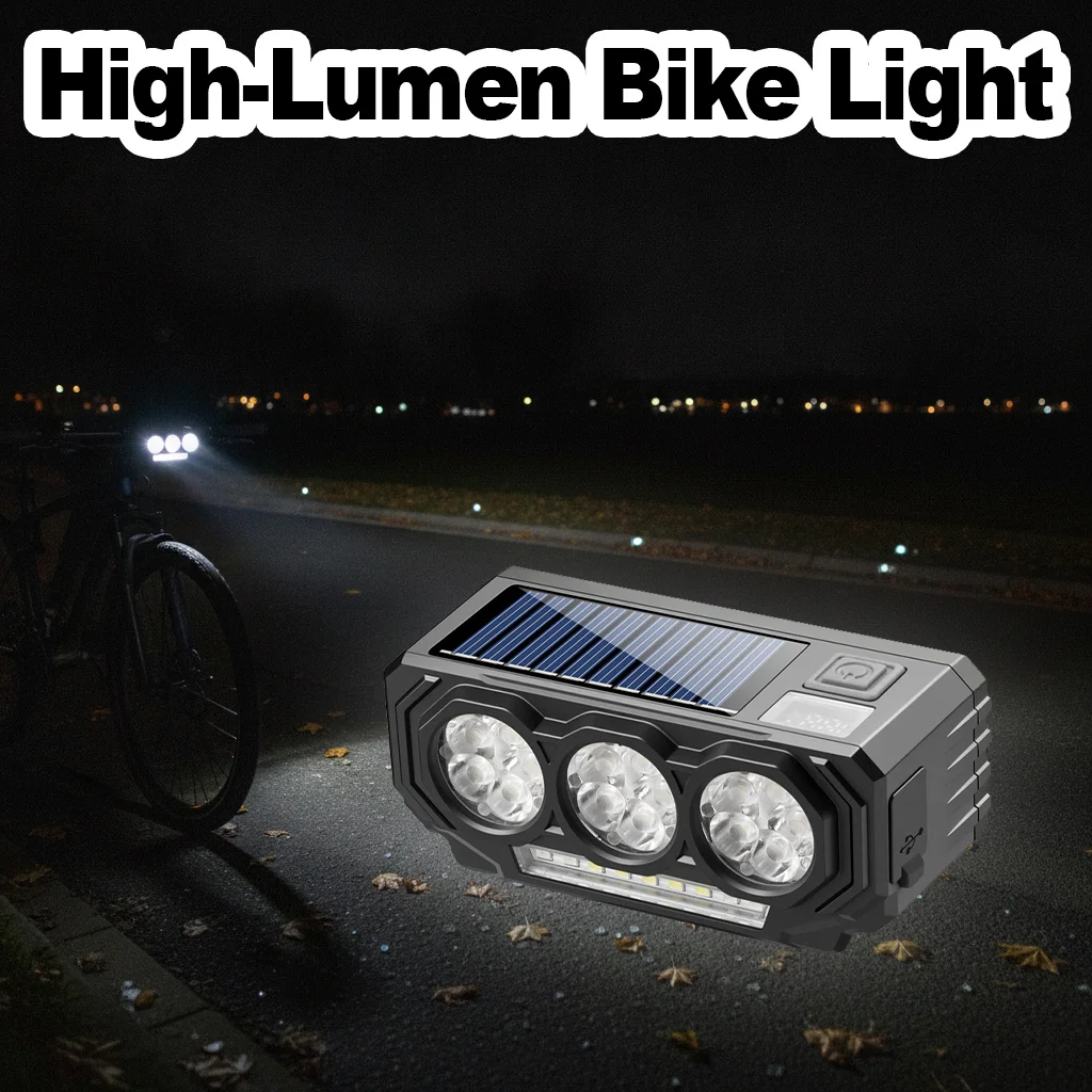 Solar Bike Headlight Powerful USB Rechargeable Waterproof LED Cycling Head Torch Bicycle Horn Light MTB Front Lamp Safe Ride