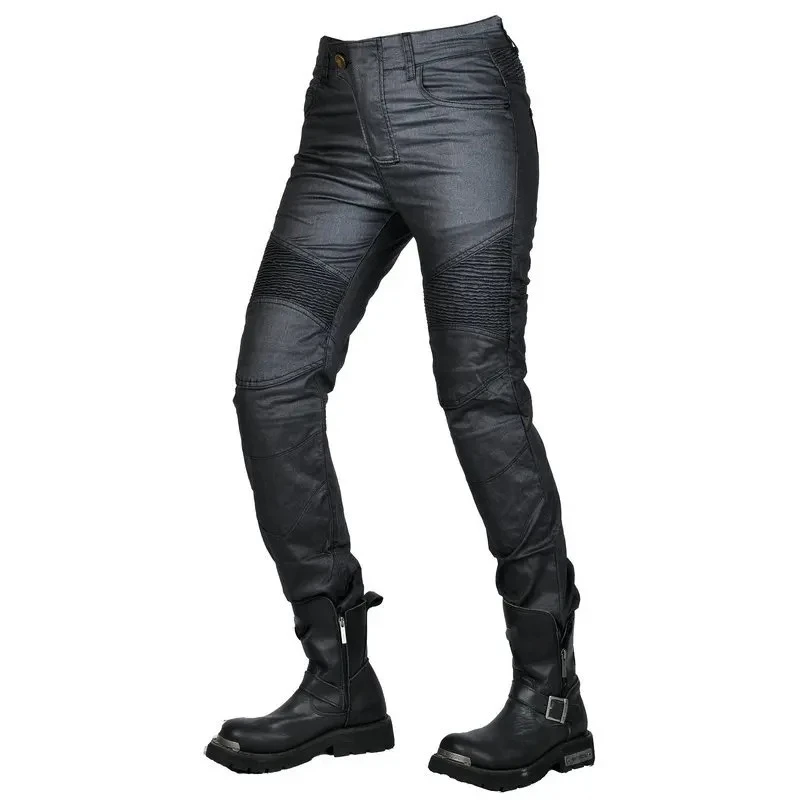 

2026 Women Upgrade Coated Waterproof Motorcycle Riding Denim Jeans Locomotive Cycling Moto Racing Drop-proof Pants With CE Arm