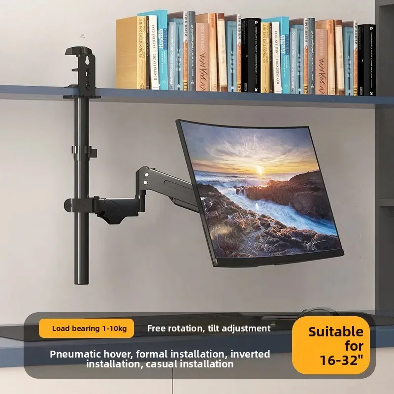 Inverted Display Bracket Bookcase Clip On Flip Chip Liftable Rotating Robotic Arm Ceiling Air Pressure Suspension Bracket