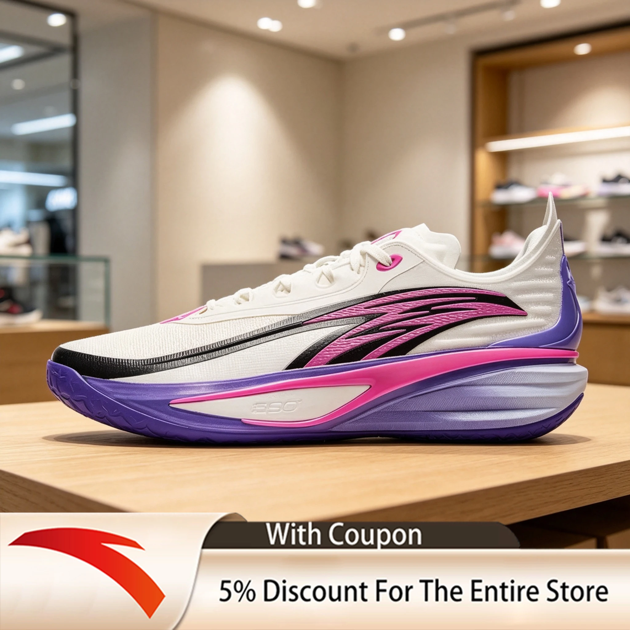 ANTA ZHUIGUANG PRO Men nitrogen 90 anti rollover anti slip wear-resistant and shock-absorbing low top sports basketball shoes