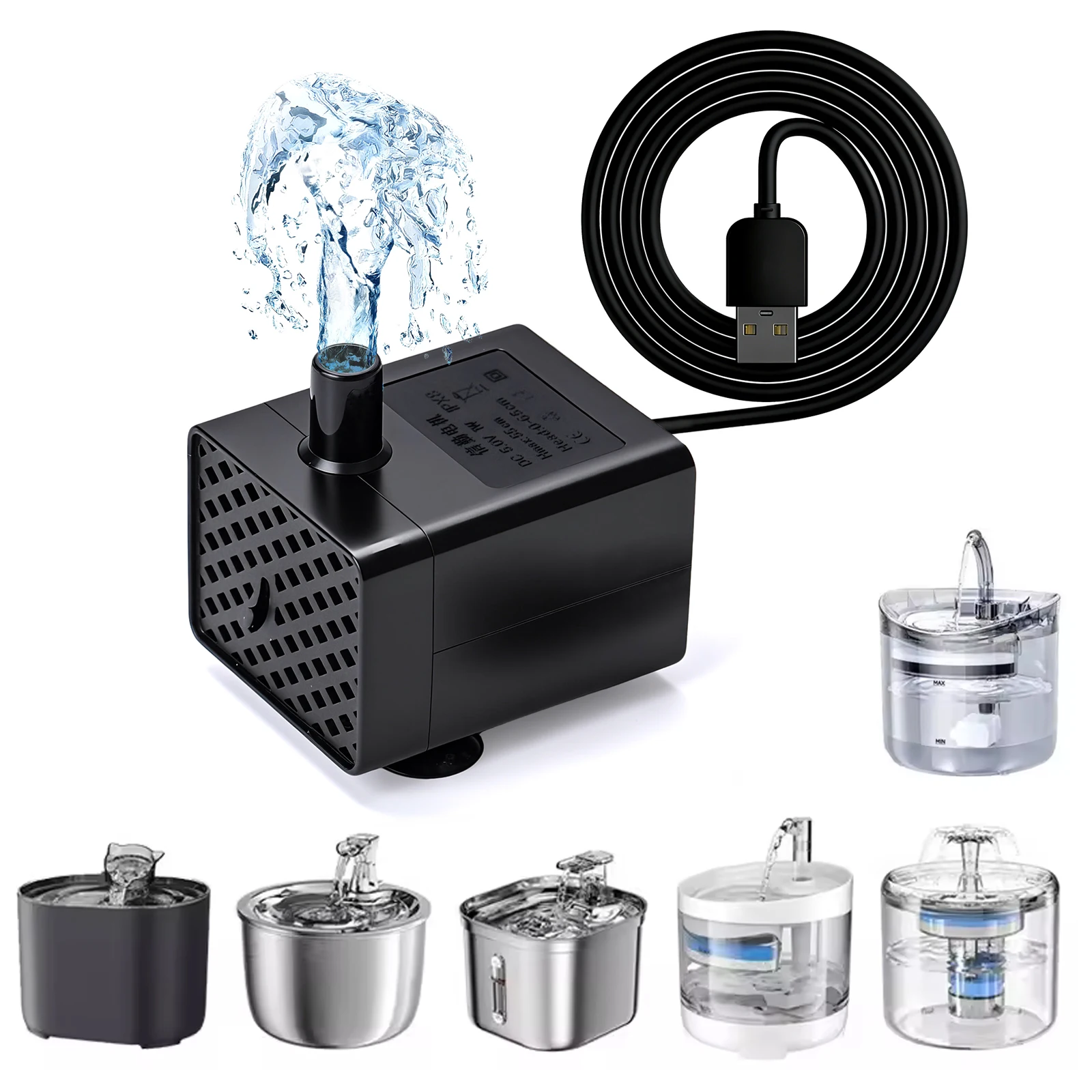 Bomba de água para gatos e animais de estimação, dispensador de água anti-seco, substituição de motor para cães e gatos, tigela potável, produtos para animais de estimação