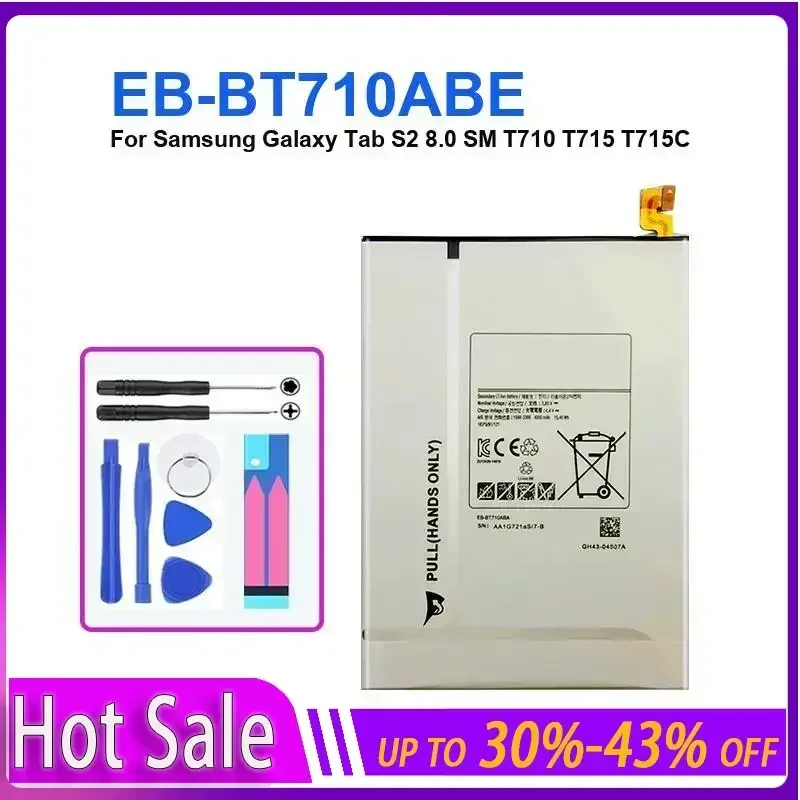 

New Tablet EB-BT710ABA EB-BT710ABE 4000mAh Battery for Samsung Galaxy Tab S2 8.0 SM-T710 T713 T715 T719C T713N Bateria + Tools