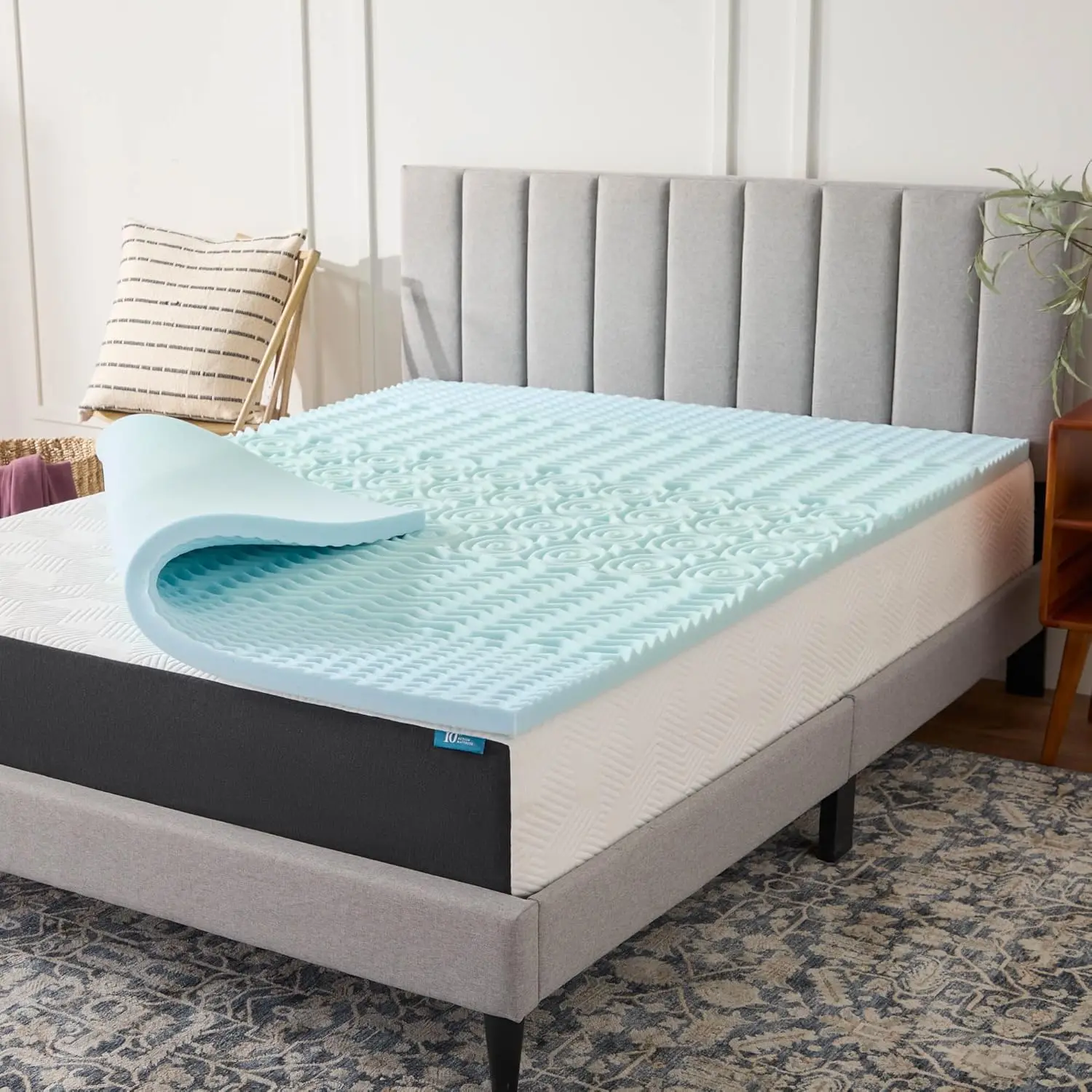

King Size 2 Inch Zoned Gel Memory Foam Mattress Topper for Enhanced Comfort and Cooling Support