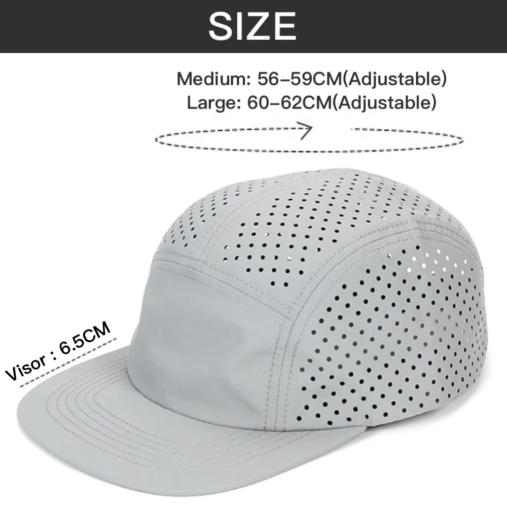 Big Size 5 Panel Cap for Men Lightweight Breathable Quick-drying Large Baseball Caps Running Camping Hiking Training Outdoor Hat