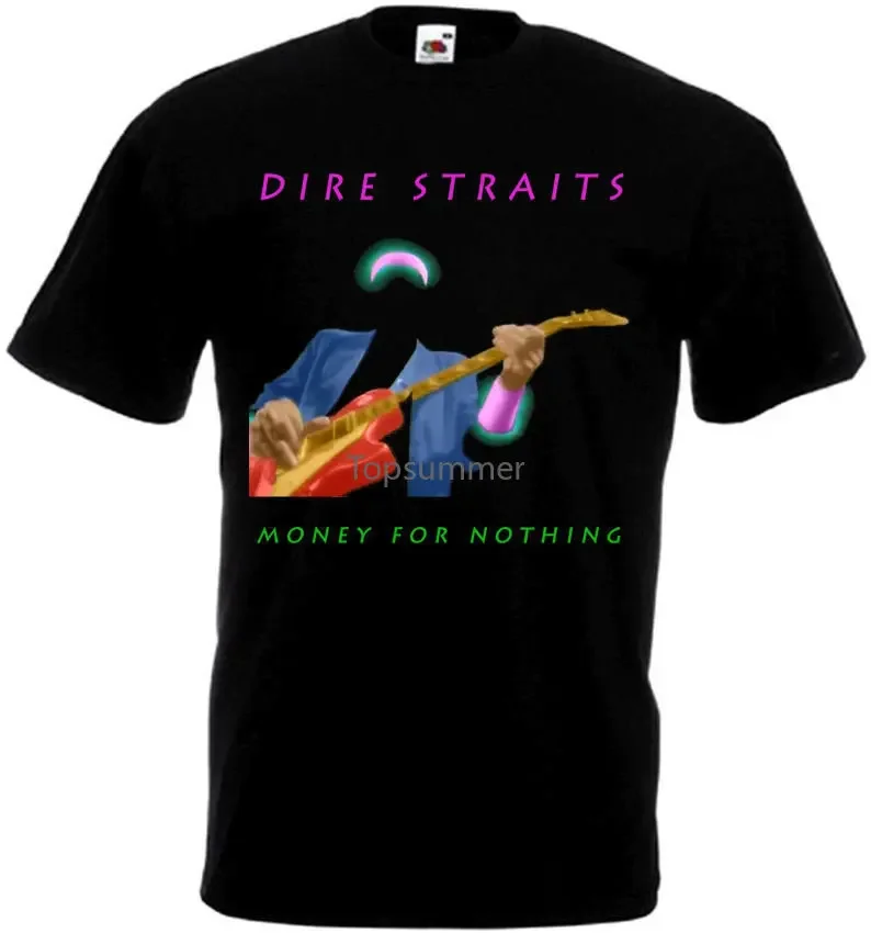 Dire Straits Money for Nothing 티셔츠, 남성용 O넥 상의, 남성 기본 상의, 모든 사이즈 S 3Xl, 블랙 포스터