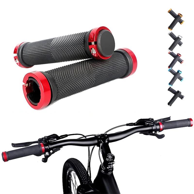 Fahrrad-Lenkergriffe für Rennrad und Mountainbike, Gummi-Lenkergriffe mit Bilateraler Verriegelung aus Aluminium, Rutschfeste Griffe, Fahrrad-Zubehör