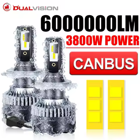 Dualvision H4 LED Headlight 3800W Power 3570 CSP H7 H1 H11 H8 H9 9005 9006 HB3 HB4 4300K 6500K 8000K Ice Bulb 12V Auto Fog Light