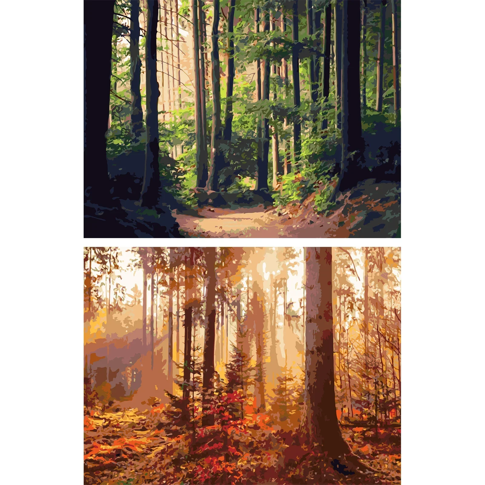 

2 Pcs Paint By Numbers Kit for Adults Forest, DIY Acrylic Digital Oil Painting Art on Canvas Wall Decor Gift No Frame