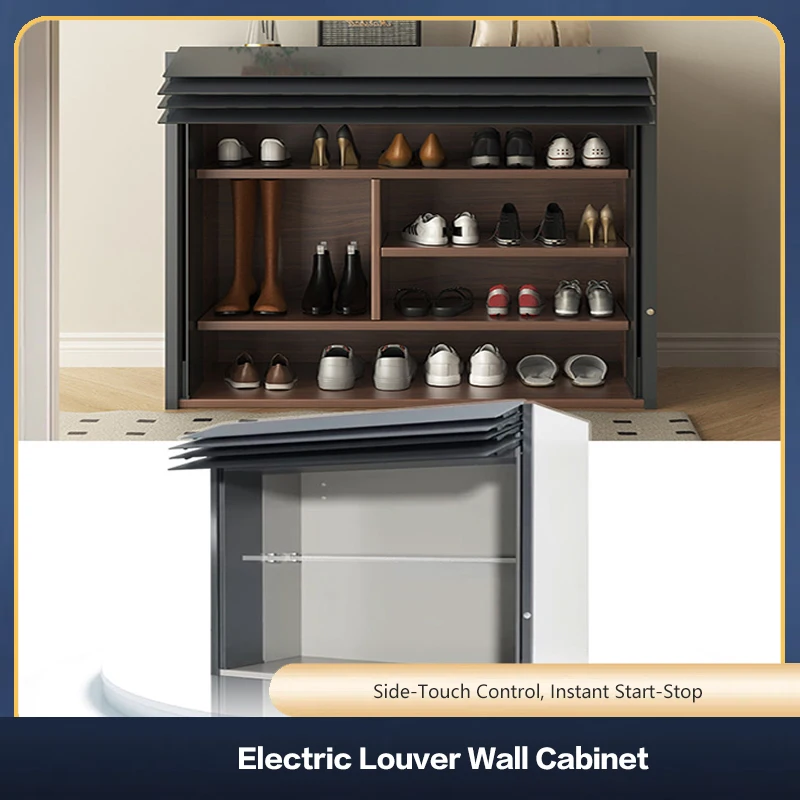 Intelligent Electric Upward Glass Door Wall Hanging Cabinet With Bottom Touch Lift And Shutter Storage Shelf For Kitchen 276