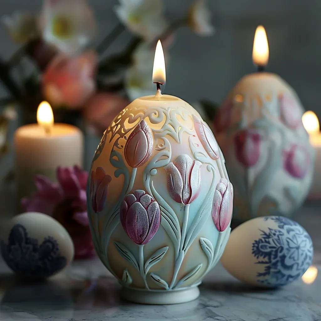 

3d Tulip Flower Candle Silicone Molds Rose Diy Easter Decoration Candle Mould Plaster Epoxy Resin Molds Candle Making Kit