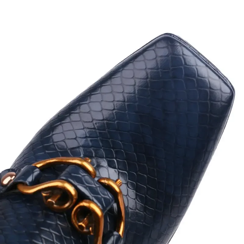 Spring Autumn Stone Pattern 13.5cm  High-heeled Shoes Waterproof Platform Metal Fasteners Night Club Walk Show Women Shoes 35-43