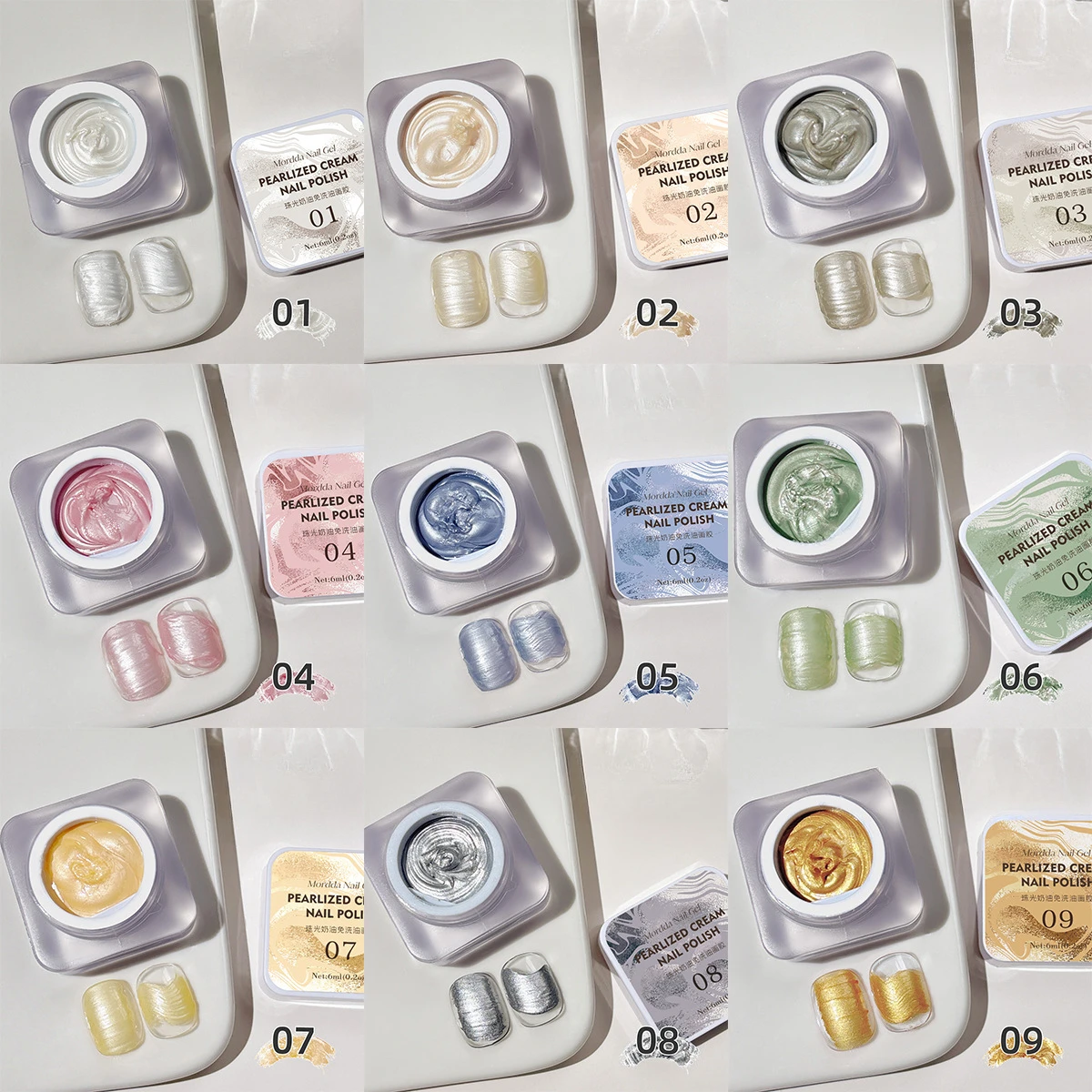 9Colors 6ml Fairy Powder Cream Gel Nail Art Pigment - No Wipe 3D Textured Oil Painting Designs for Manicure DIY Nail Materials