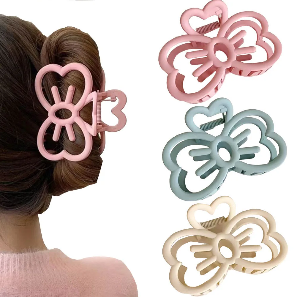

1Pcs Cute Hollow Bow Hair Clip Resin Shark Clip Simple Hairpin for Girls Back of Head Dopamine Hair Accessories