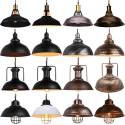 Vintage Bronze Black Metal Hanging Lamp Shade Edison Pendant Light Industrial Lamp for Bar Restaurant Shop Chandelier Lamparas