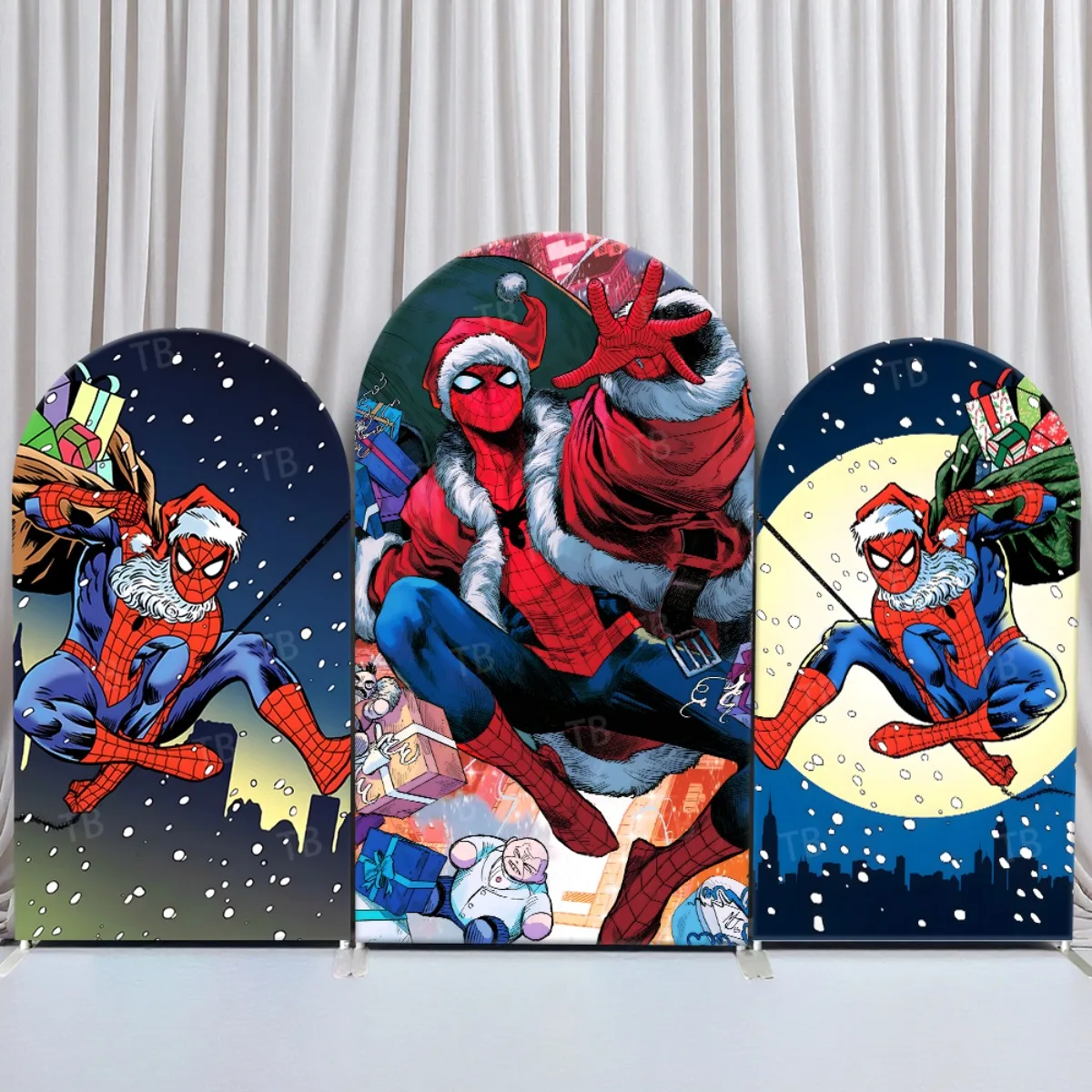 

Christmas Spider-ManTheme Arch Backdrop Cover for Boys Birthday Party Decor Baby Shower Photography Background Elastic Fabric