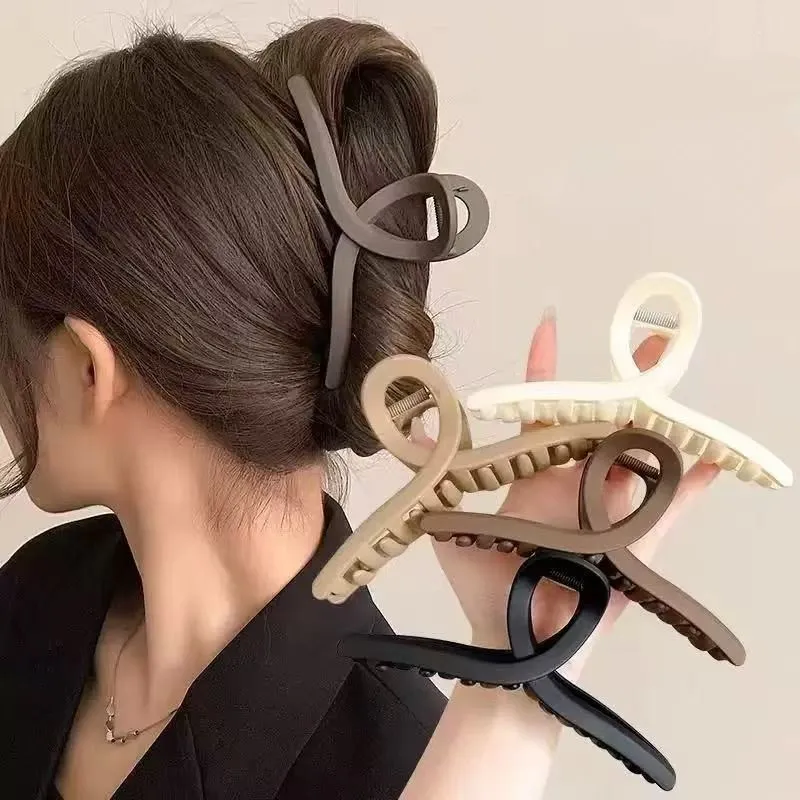 2/4Pcs Women Hair Claw Clip Cross Matte Hairpin Fashion Hairgrips Large Hair Claw Crab Clips Girls Korean Hair Accessories