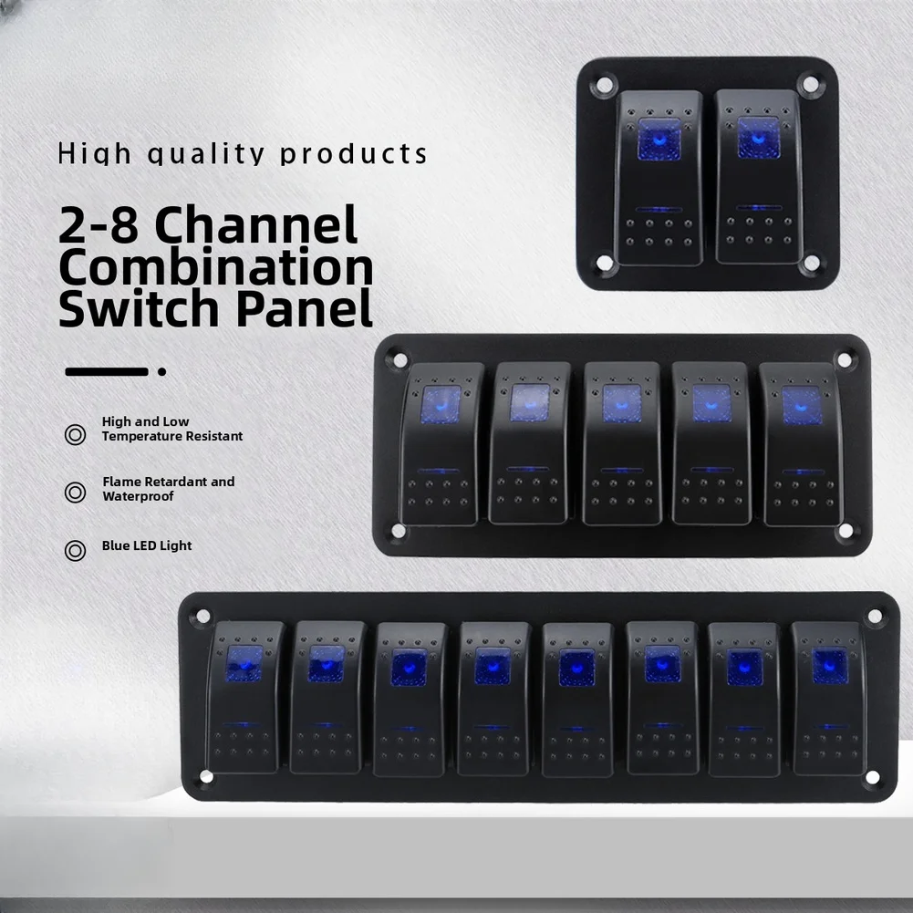 /Blue /LED /Rocker Switch Panel 3 4 5 6 8 Way For Marine Boat Car RV DC 12V 24V Waterproof Control System Accessories