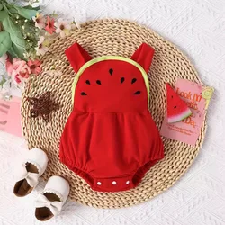 Newborn baby girl summer style camisole with cute watermelon shape bag buttocks triangle sweater