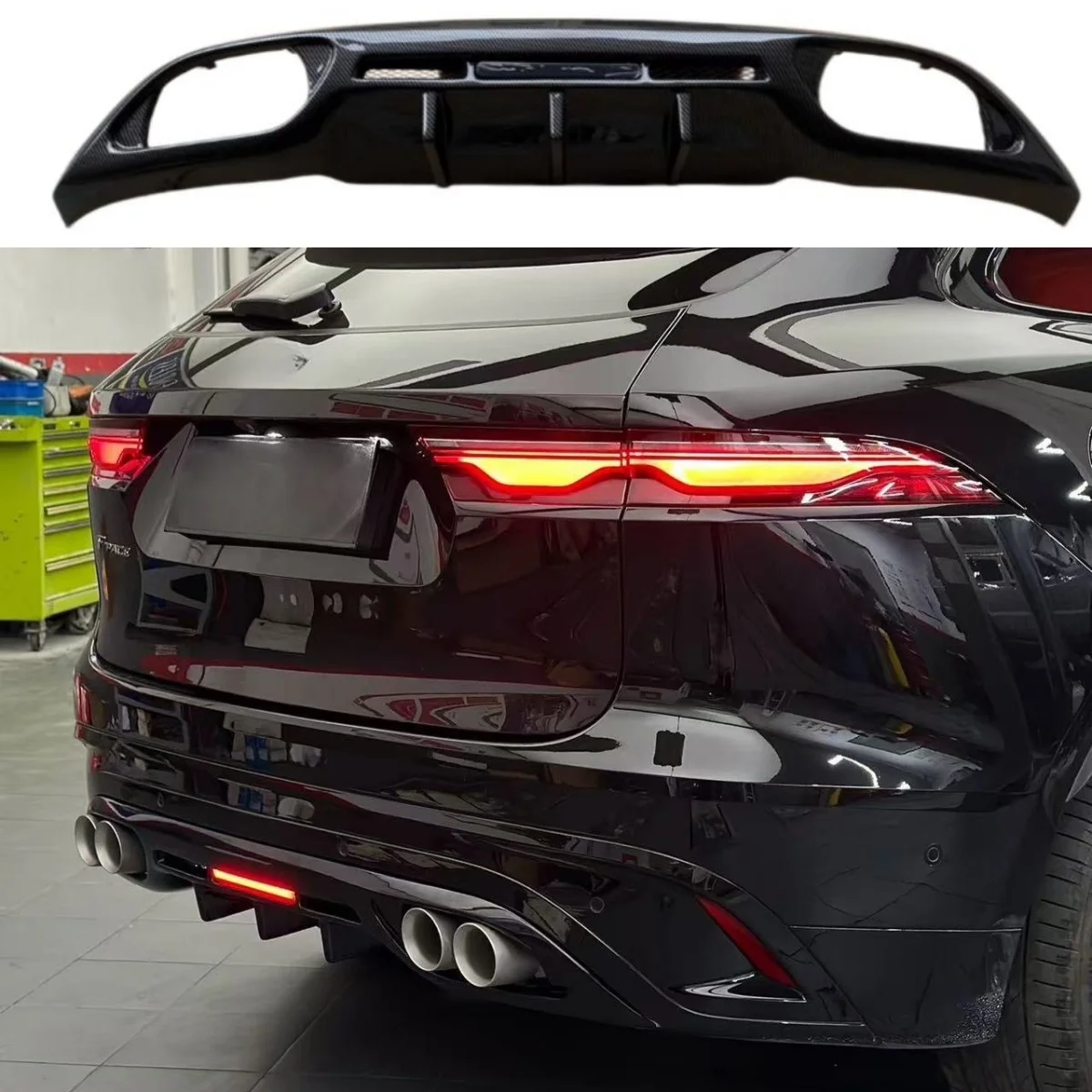 Für 2021-2025 Jaguar F-PACE Sport-Heckdiffusor Auspuffblende Stoßstangenschutz Unterfahrschutz Stoßstangenabdeckung Karosserie-Kit