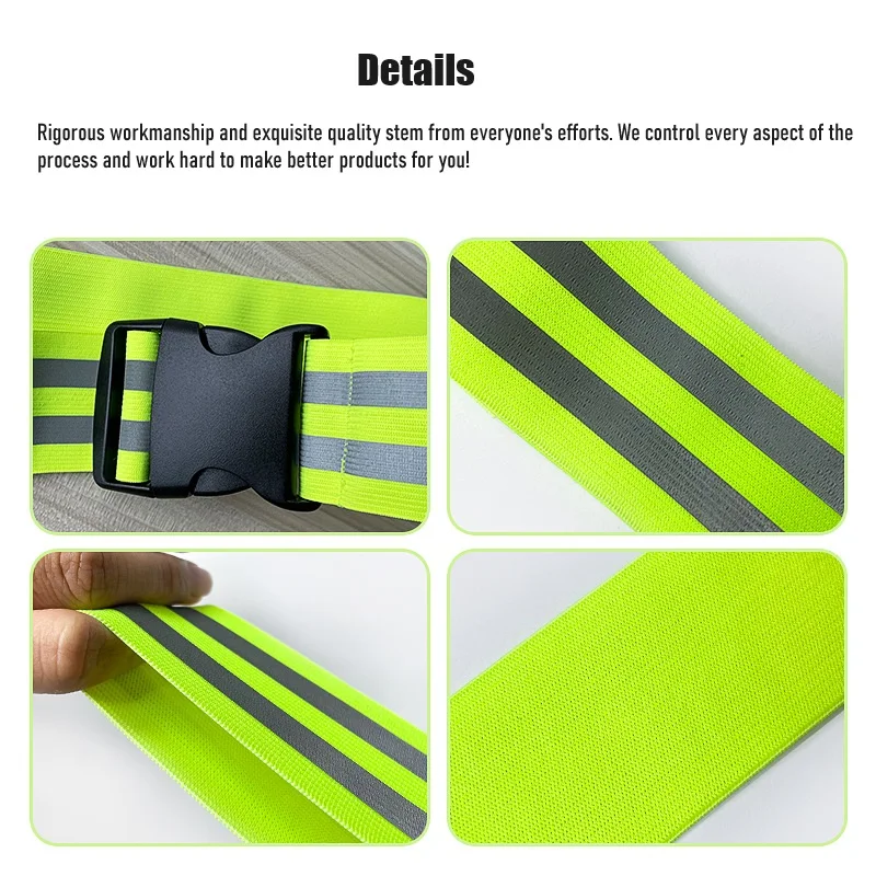 Unisex Adjustable Reflective Waistband High Visible Night Safety Gear Elastic Waist Arm Belts For Kids Adults Running Sports