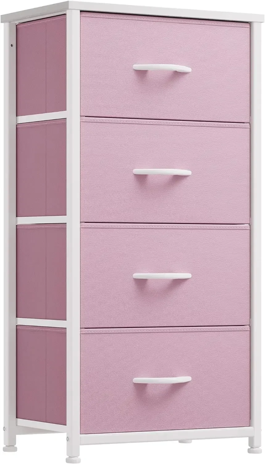 Dresser with 4 Drawers - Storage Tower Unit, Fabric Dresser for Bedroom, Living Room, Closets - Sturdy Steel Frame