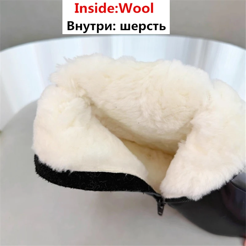 MORAZORA حجم 34-42 جديد طبيعة الصوف أحذية الشتاء الدافئة النساء جلد الغزال عالية الكعب سستة الثلوج الأحذية موضة حذاء من الجلد الأحذية