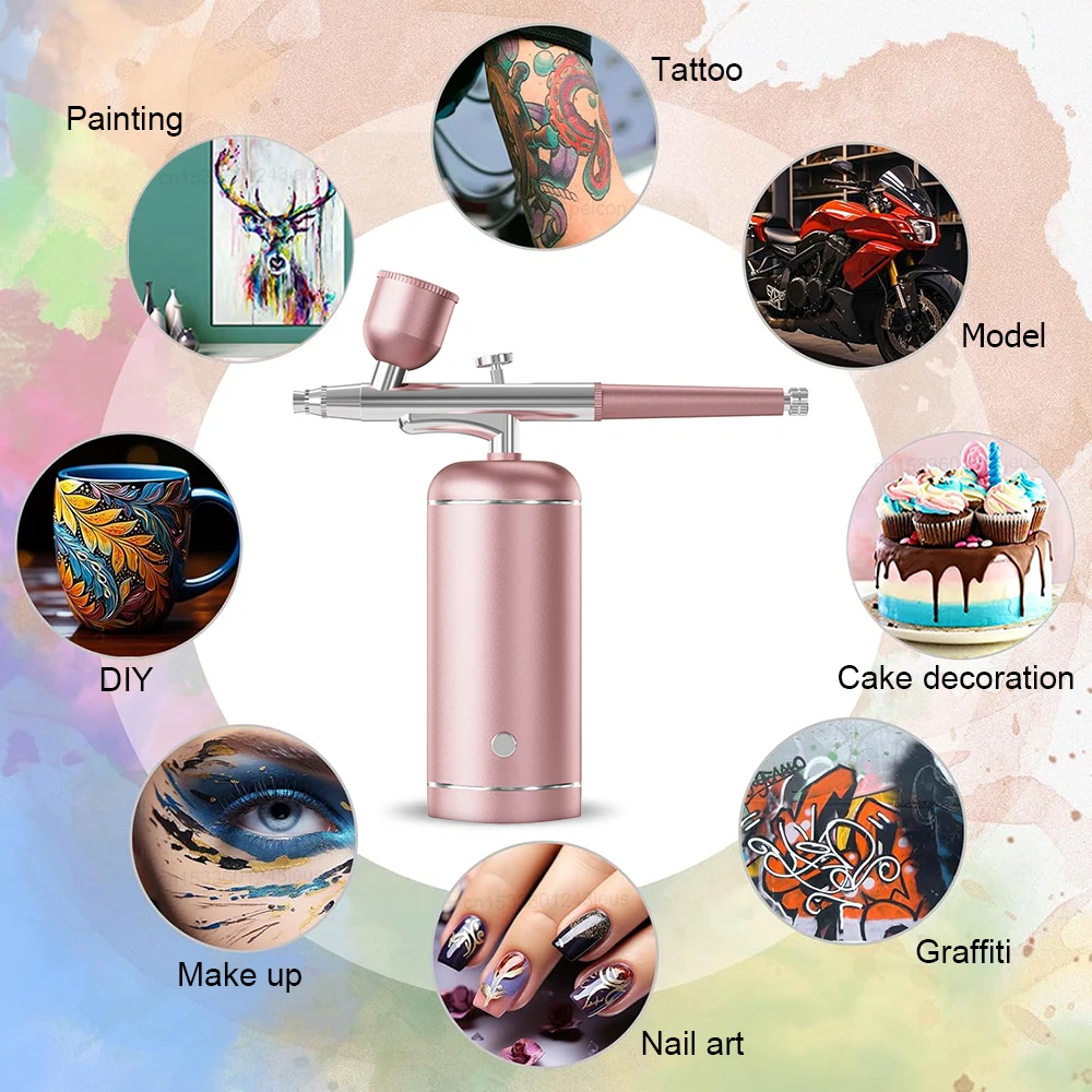 Unghie Arte Pittura Aerografo con Compressore Torta Trucco Artigianato Unghie Decorazione Pistola a spruzzo Compressore portatile per aerografo per unghie artistiche