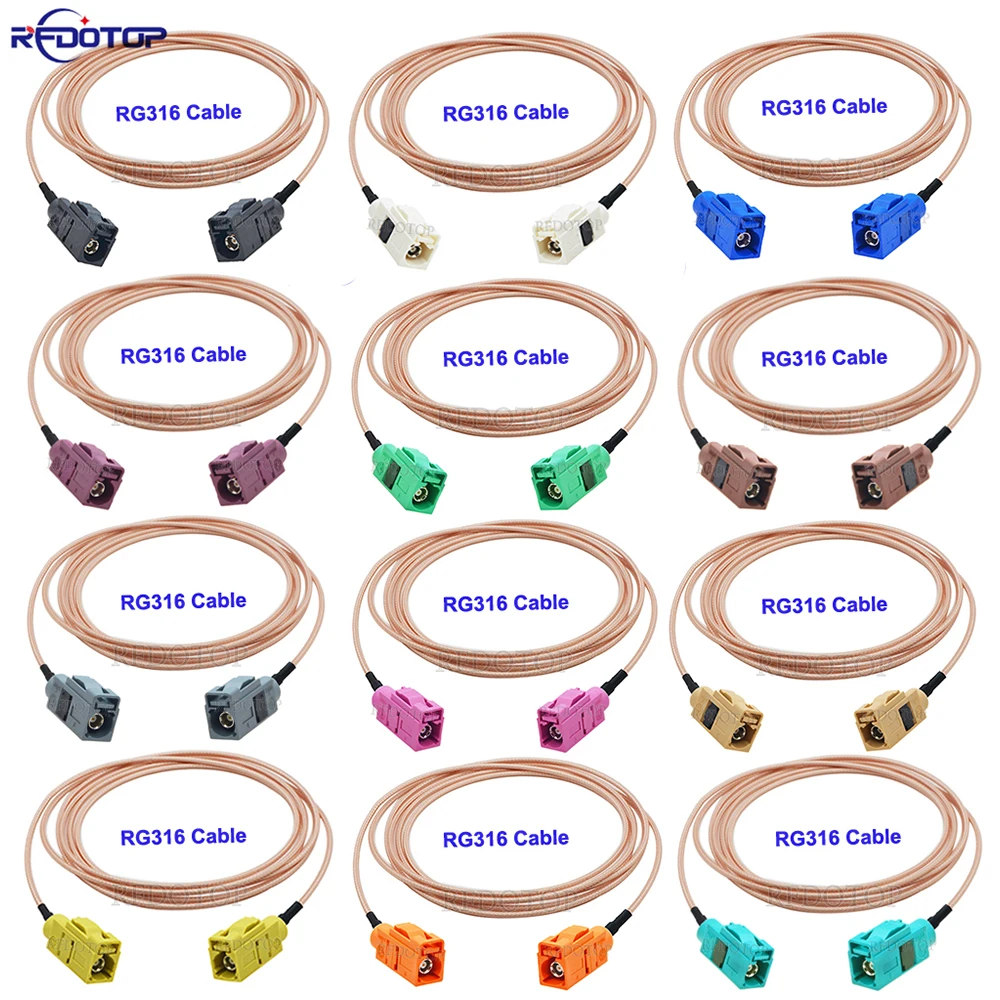 1Pcs Fakra Female to Fakra A/B/C/D/E/F/G/H/I/K/M/Z Female Connector RG-316 RF Coaxial Cable Pigtail Jumper Radio Extension Cord